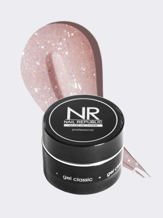 NAIL REPUBLIC   Gel NUDE FLASH   #251   15г   Гель  для моделирования средне-жидкий светоотражающий