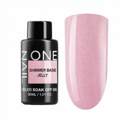 ONE NAIL   Base SHIMMER JELLY   30мл (бутылка)   База камуфлирующая эластичная c шиммером  (легкие в снятии)
