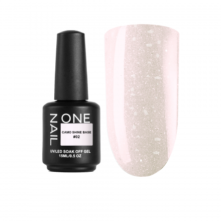 ONE NAIL   Base CAMO SHINE #02   15мл   База камуфлирующая с хлопьями Юки