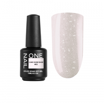 ONE NAIL   Base CAMO SHINE #03   15мл   База камуфлирующая с хлопьями Юки