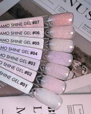 ONE NAIL   Gel CAMO SHINE   #07   30г (шайба)  Гель для моделирования средне-жидкий с хлопьями Юки