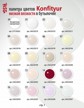 BSG   KONFITYUR во флаконе   #054   НИЗКАЯ ВЯЗКОСТЬ   20мл   Гель для моделирования средне-жидкий